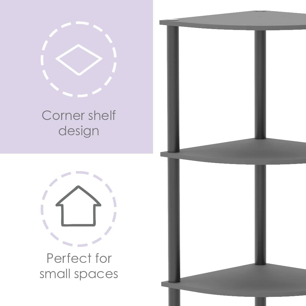 Home Basics 4-Tier Small Corner Shelf Unit Grey