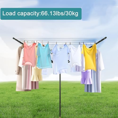 MYOYAY 4 Arm Rotating Clothesline with 165ft Rope