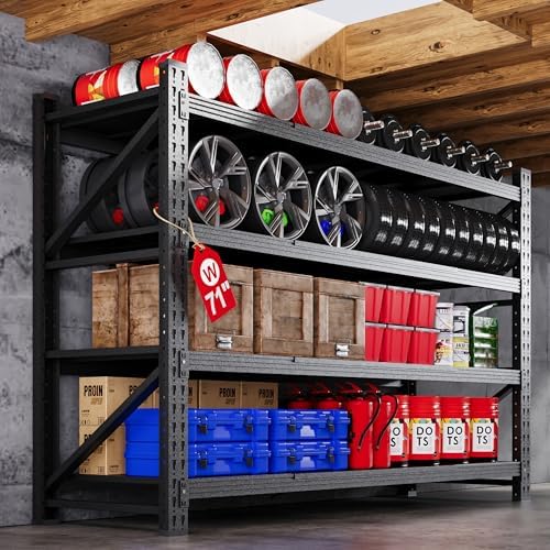 AFAIF 71 W Heavy Duty Metal Storage Shelves 4 Tier Black