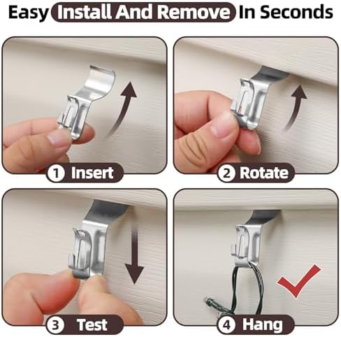 Amuille Vinyl Siding Light Clips 20 Pack Heavy Duty Hooks