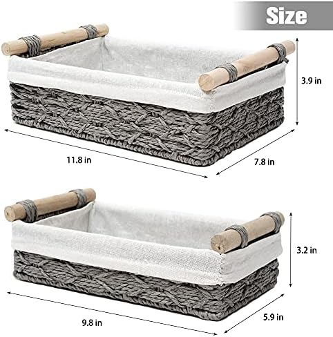 Wicker Storage Baskets Set of 2 for Bathroom Counter