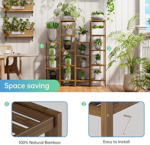 SMIBUY 5-Tier Bamboo Storage Shelf Walnut Finish