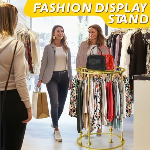 Round Retail Clothing Rack with Double Storage