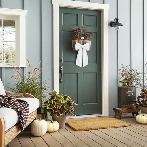 2 Pcs White Wreath Sash for Front Door Decor