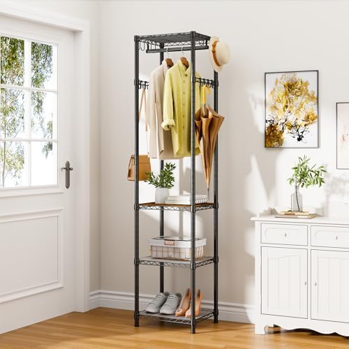 R1 Heavy Duty Clothes Rack with Storage Shelves Black