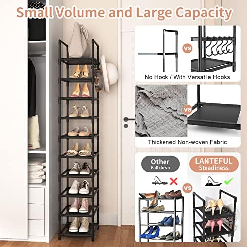 Tall Narrow Shoe Rack for Entryway 10 Tier Storage
