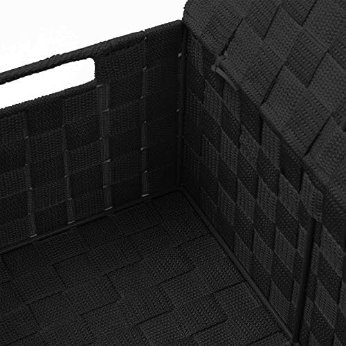 Sorbus Set of 3 Black Woven Storage Baskets with Lids