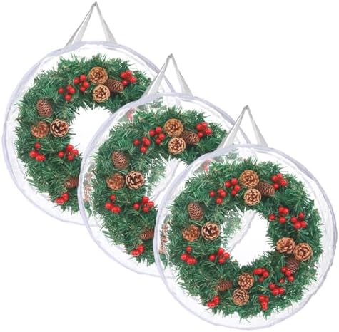 Kokone 3 Pc Clear Wreath Storage Container with Handle