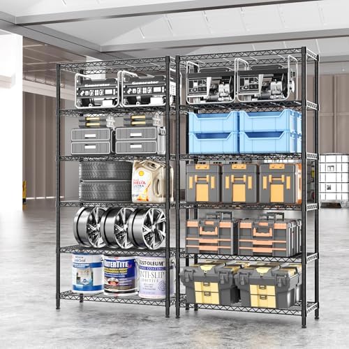 6 Tier Metal Shelf Organizer Storage Unit Black