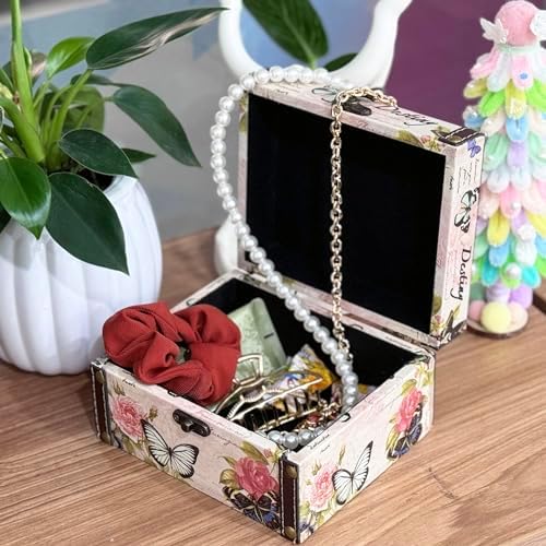 Butterfly Jewelry Box Pink Storage Decorative Box for Jewelry Trinkets and Photos