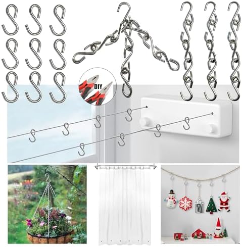 200Pcs Mini S Hook 1 Inch Stainless Steel Hanger Ornament DIY Kit