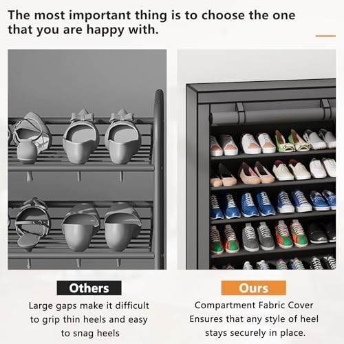 Laiensia 7-Tier Vertical Shoe Rack Organizer Grey