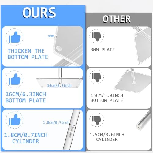 AYSUM 4 Pack Acrylic Hat Display Stands 17 Inch Adjustable Clear Riser
