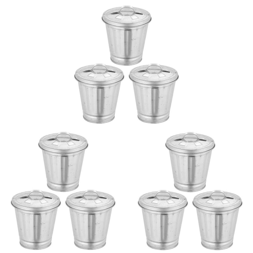 Jojofuny 9 Pcs Metal Mini Trash Can - Space-Saving Storage Bins with Lids