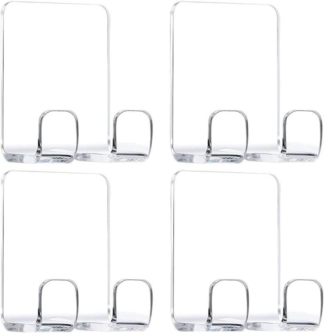 Clear Adhesive Hooks 4pcs Shower Wall Razor Holder