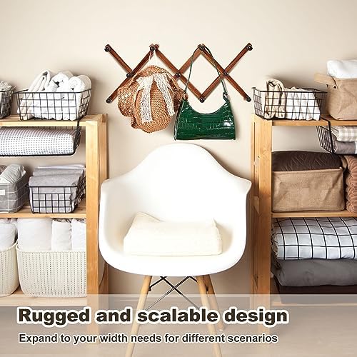 4 Pcs Expandable Wooden Coat Rack Wall Hanger with 11 Hooks
