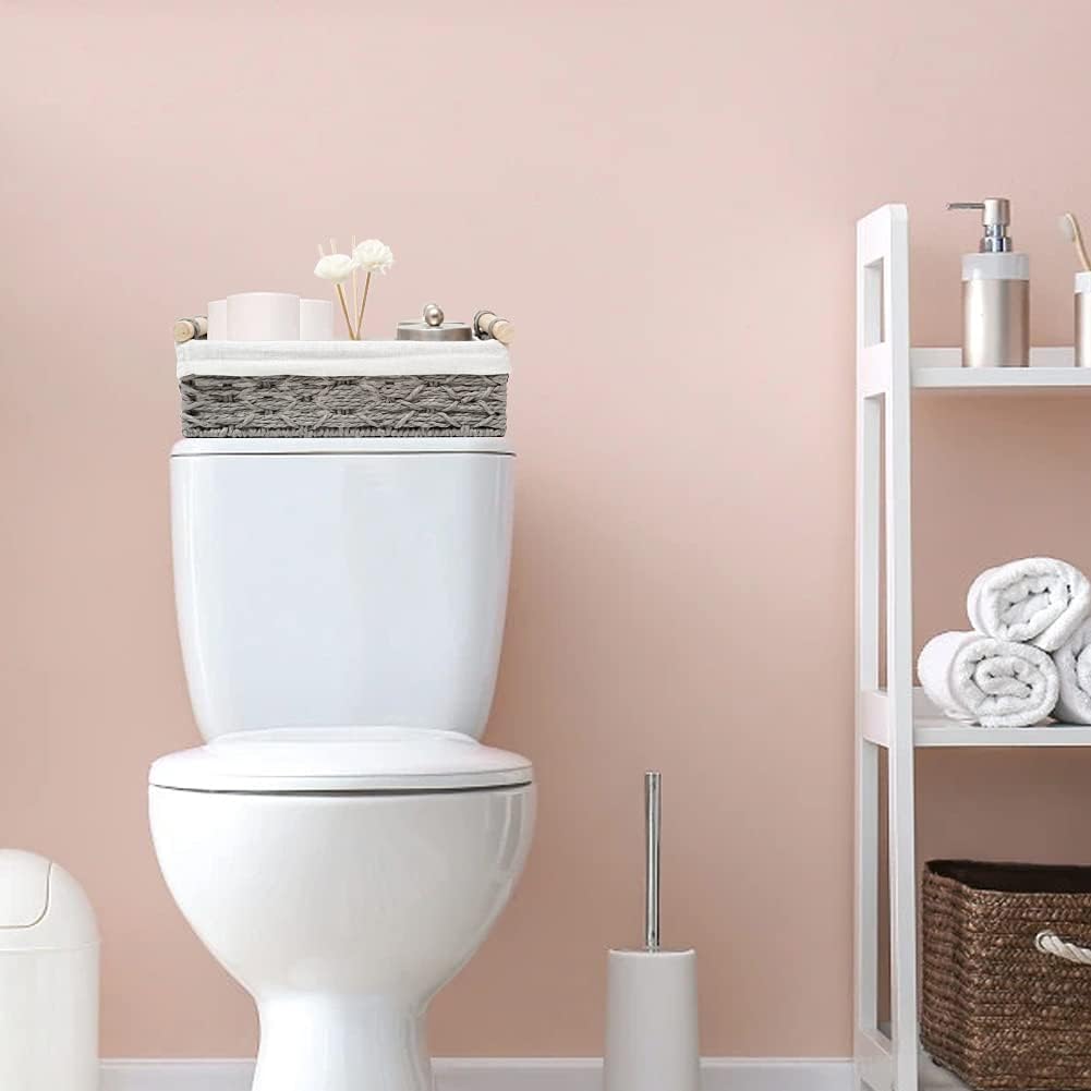 Wicker Storage Baskets Set of 2 for Bathroom Counter