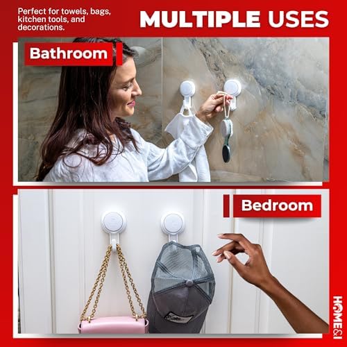 HOMEI Suction Cup Hooks 2 Pack Heavy Duty