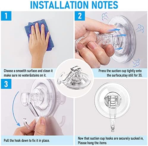 Quntis 4 Pack Suction Cup Hooks for Bathroom and Window