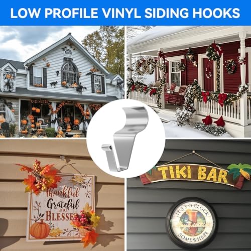 MIUKAA Vinyl Siding Hangers Hooks 8 Pack Sturdy No Hole Hooks for Hanging Outdoor Decorations