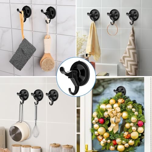 ANDGOO 10 Pack Heavy Duty Suction Cup Hooks Black