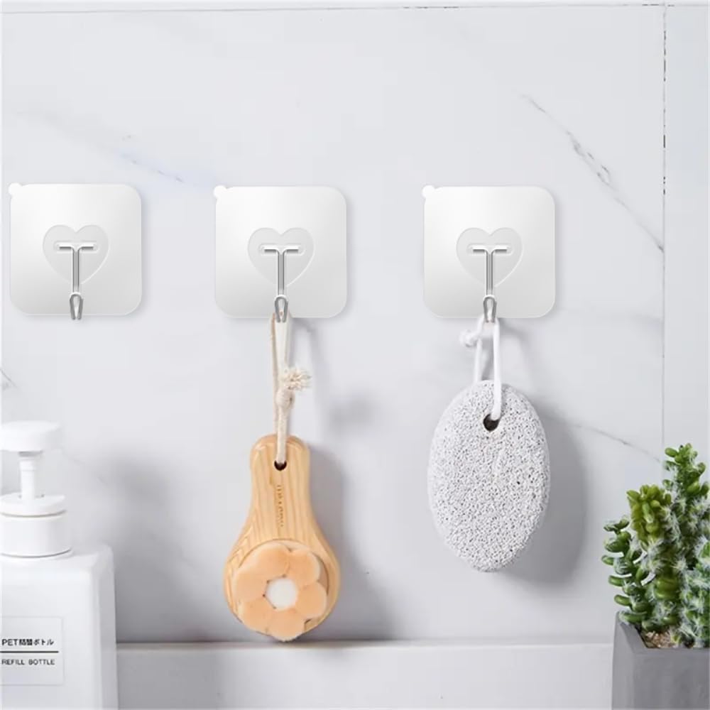 20 Pcs Clear Heavy Duty Adhesive Hooks for Walls