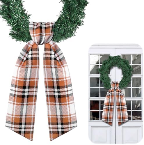 Fall Plaid Wreath Sash for Front Door and Garland