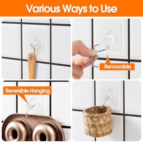 Heavy Duty 22lb Adhesive Wall Hooks - 20 Pack