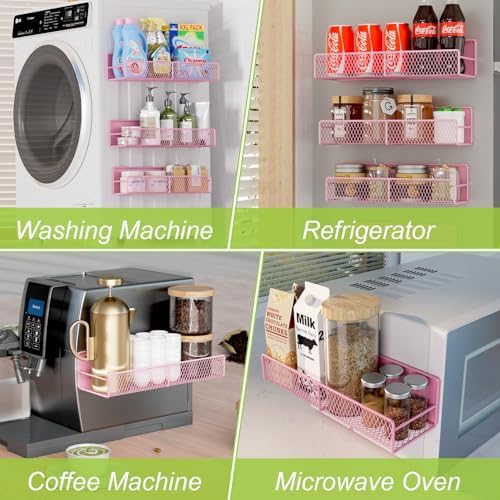 4 Pack Magnetic Shelves for Washing Machine Pink