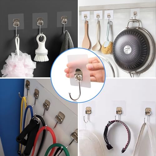Antimbee 10-Pack Heavy Duty Adhesive Hooks 37 lb Max Transparent Gray