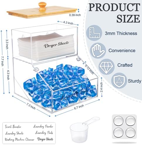 2 In 1 Laundry Pods Container Dryer Sheet Holder