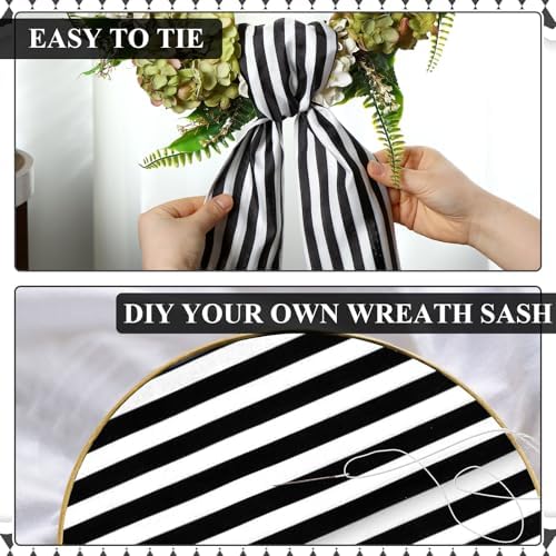 XunYee 6 Piece Black and White Wreath Sash Set