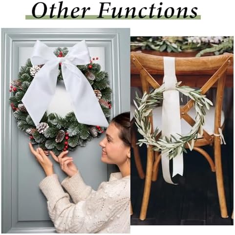White Wreath Sash for Front Door Decor DIY Monogram Ribbon 47 x 56 Inches