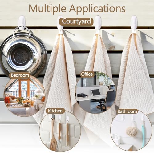 12 Pack Heavy Duty Utility Hooks 15 lb Capacity Self Adhesive Wall Hooks for Hanging Garlands Hats Towels Coats and More