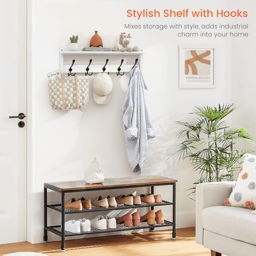 Homode Wall Shelf with Hooks 24 Inch Coat Rack