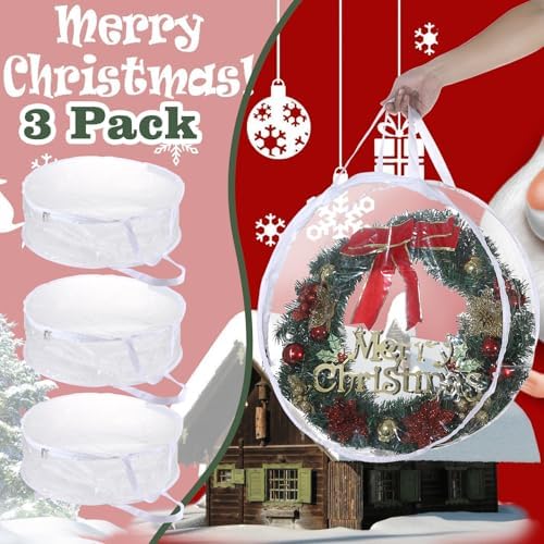 Kokone 3 Pc Clear Wreath Storage Container with Handle