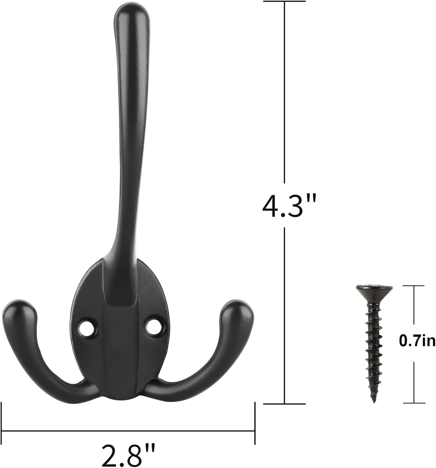 IBosins 6 Pack Heavy Duty Coat Hooks with 24 Screws