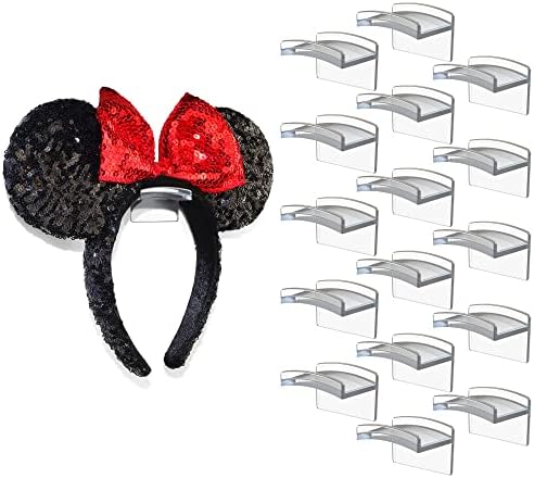 Modern JP Adhesive Hooks for Disney Ears 16-Pack - Clear Minimalist Headband Holder