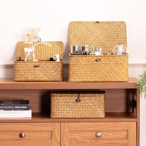 Nonam Handwoven Seagrass Storage Bin Set of 3