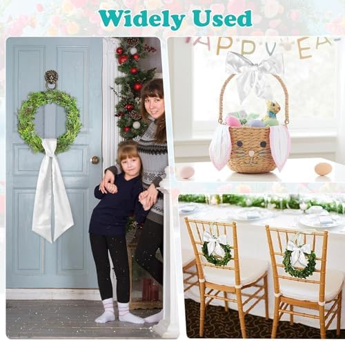 6Pcs White Wreath Sash for Front Door Decoration