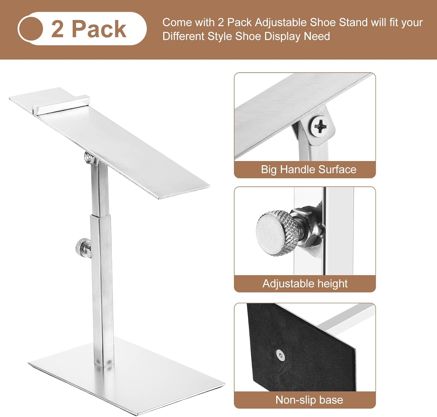 Uxcell Adjustable Shoe Display Stand 2 Pack Silver Metal