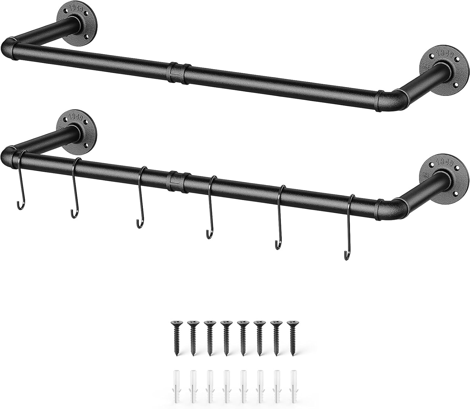 OROPY Industrial Pipe Clothes Rack Wall Mounted Set of 2