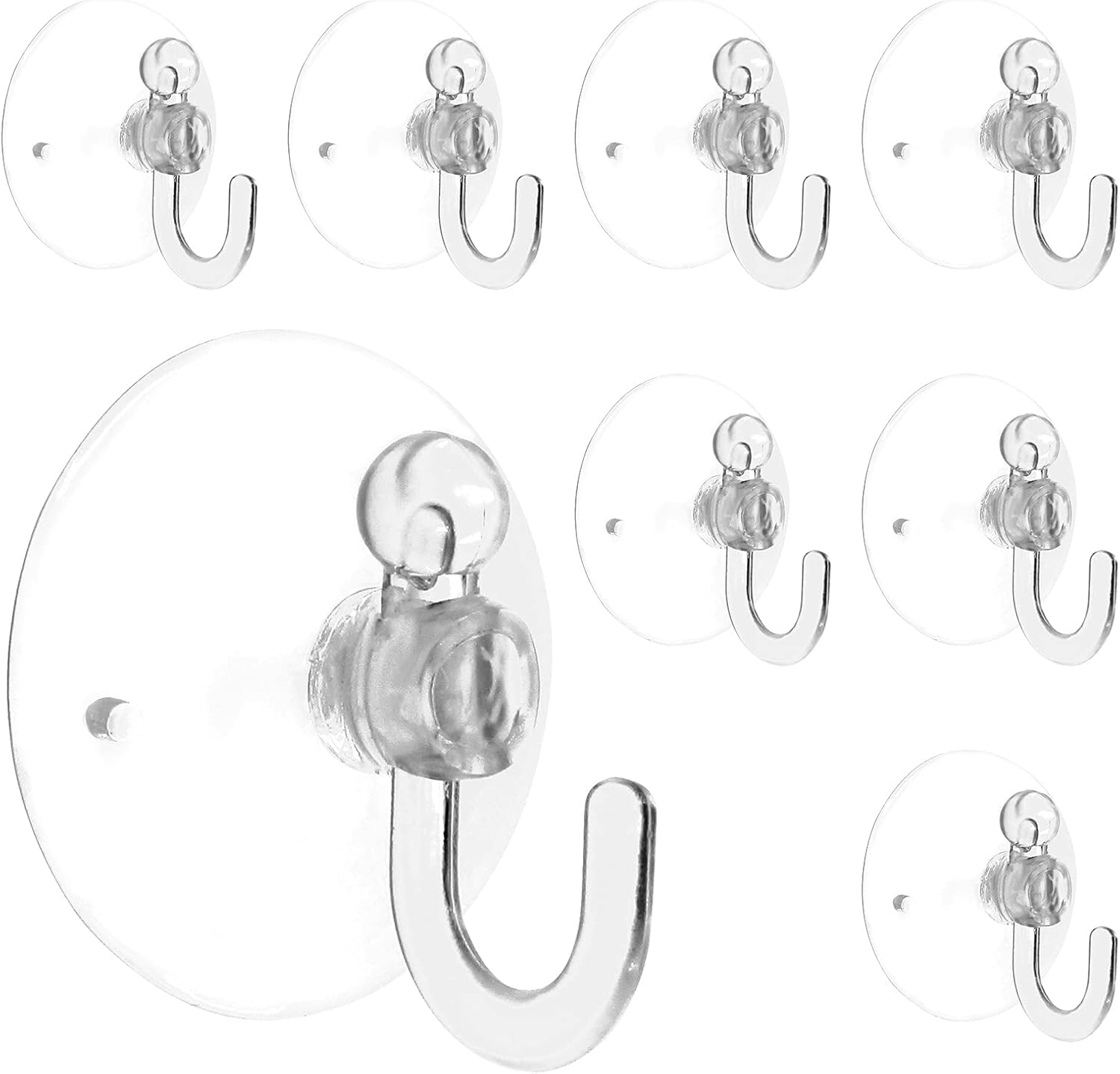 Piutouyar 20Pcs Clear Suction Cup Hooks 30mm Plastic Sucker Pads for Home Use