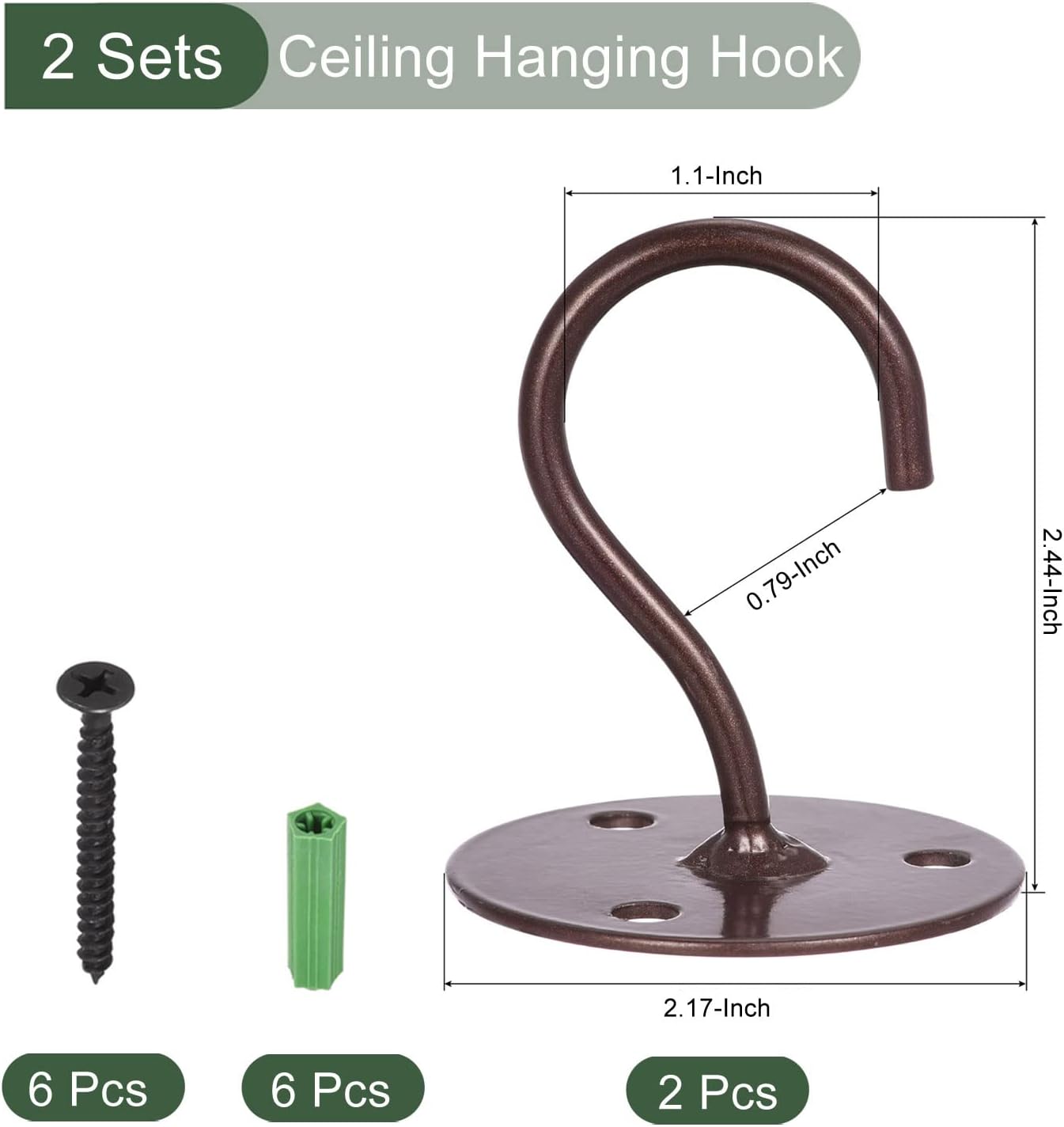 YOKIVE 2 Pcs Heavy Duty Ceiling Hook with Round Plate for Plants and Decorations