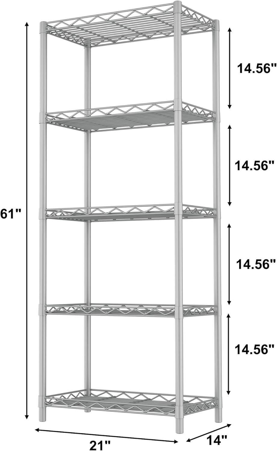 HOMEFORT 5-Tier Metal Storage Shelving Unit in Grey