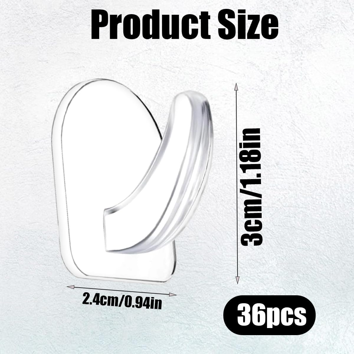 36 Clear Adhesive Wall Hooks for Hanging