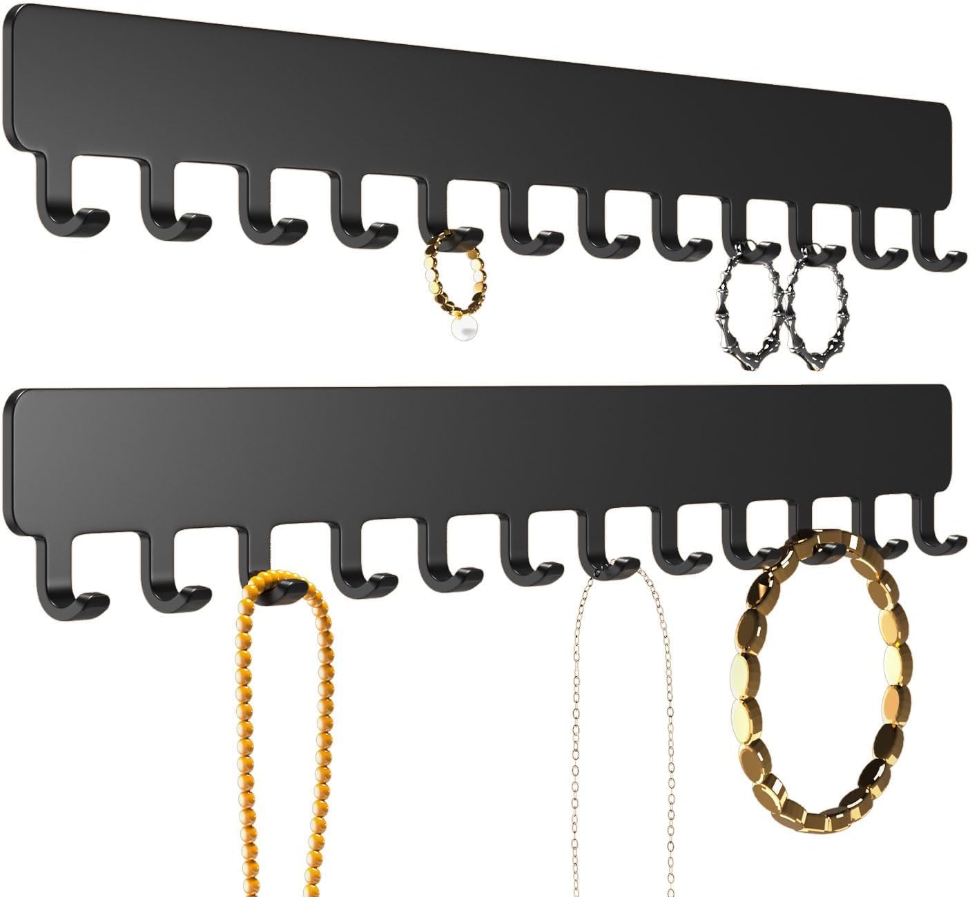 Necklace Holder Wall Jewelry Organizer - 2 PCS Self-Adhesive