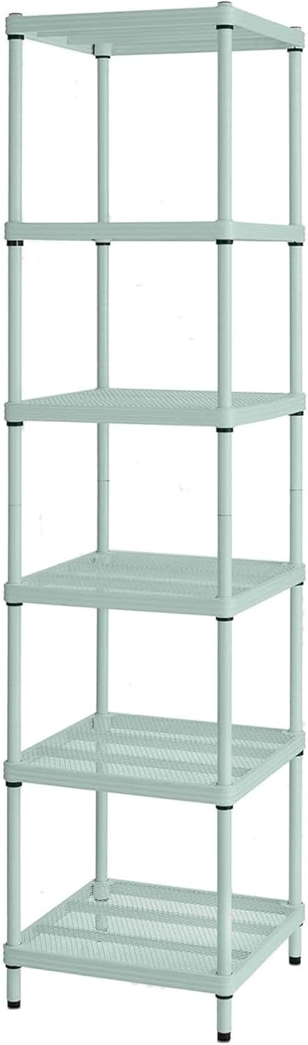 Design Ideas 6 Tier Narrow Metal Storage Shelving Tower Sage Green