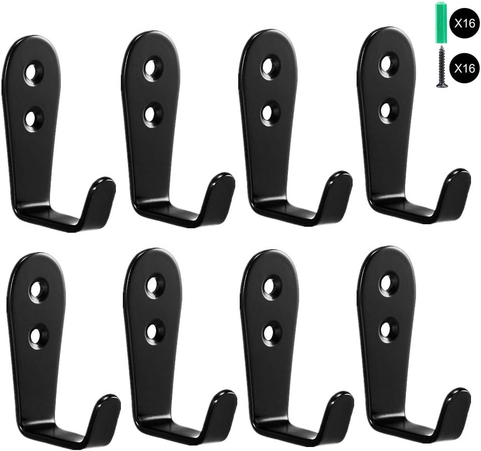 Flyisland Heavy Duty L Shape Wall Hooks 8 Pack Black