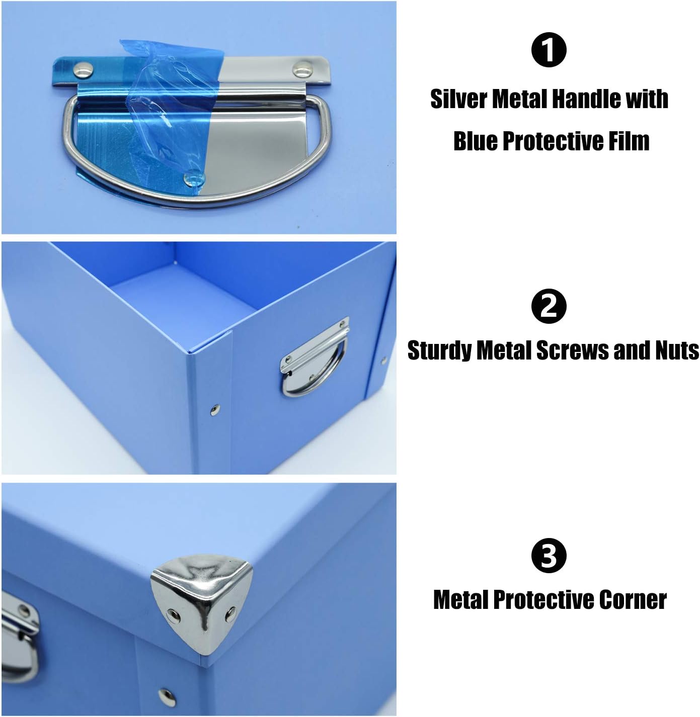 GUOZI Collapsible Storage Box with Handles and Metal Corners
